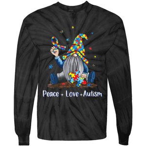 Peace Love Autism Gnome Autism Tie Dye Autism Awareness Tie-Dye Long Sleeve Shirt