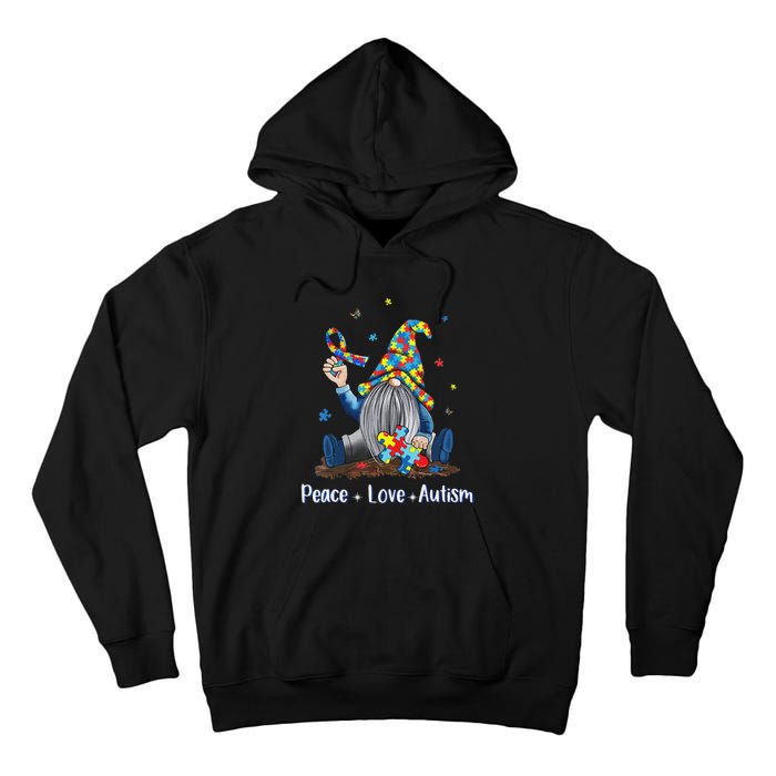 Peace Love Autism Gnome Autism Tie Dye Autism Awareness Tall Hoodie