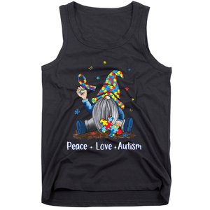 Peace Love Autism Gnome Autism Tie Dye Autism Awareness Tank Top