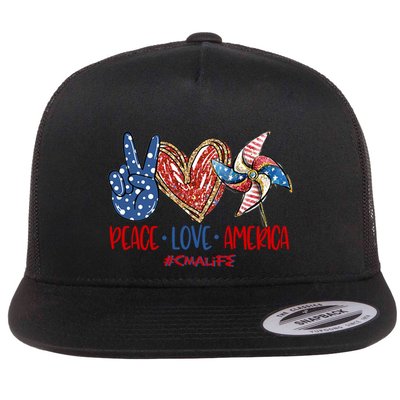 Peace Love America Cma Life Funny Gift Flatbill Hat