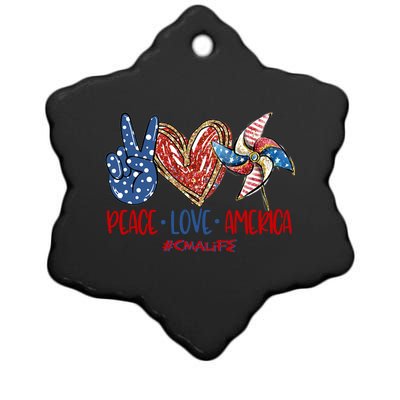 Peace Love America Cma Life Funny Gift Ceramic Star Ornament