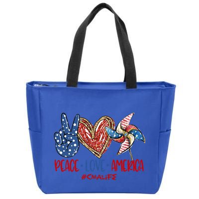 Peace Love America Cma Life Funny Gift Zip Tote Bag