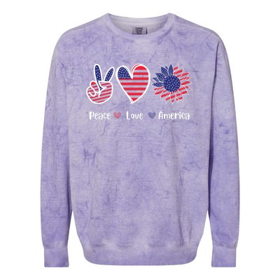 Peace Love America Cute Holiday Colorblast Crewneck Sweatshirt