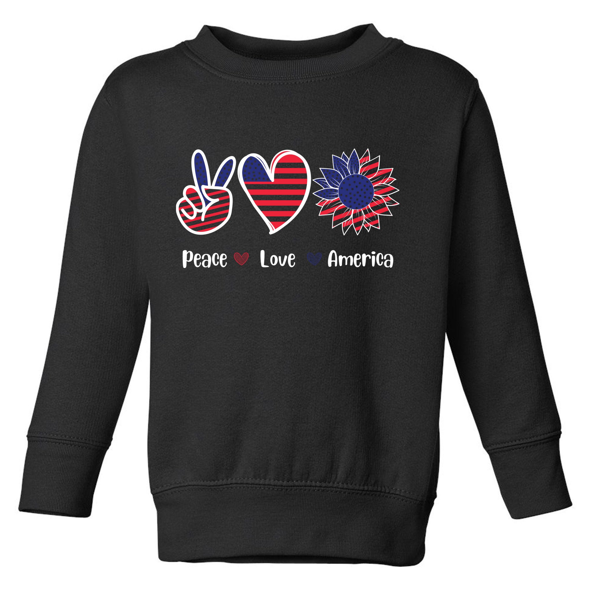 Peace Love America Cute Holiday Toddler Sweatshirt