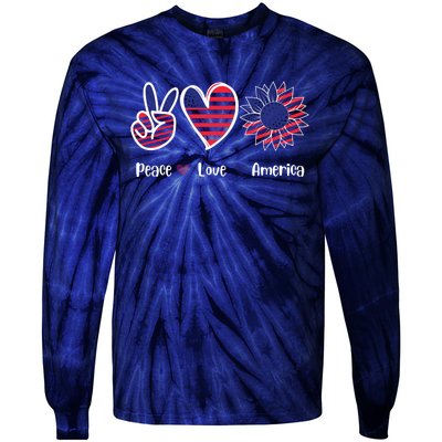 Peace Love America Cute Holiday Tie-Dye Long Sleeve Shirt