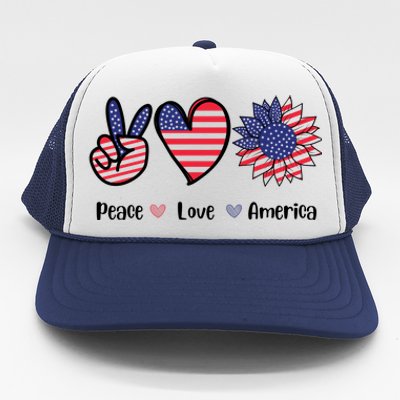 Peace Love America Cute Holiday Trucker Hat