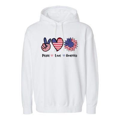 Peace Love America Cute Holiday Garment-Dyed Fleece Hoodie