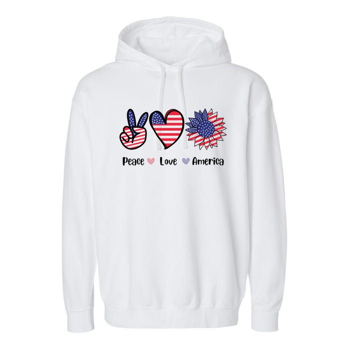 Peace Love America Cute Holiday Garment-Dyed Fleece Hoodie