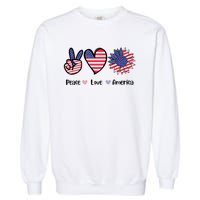 Peace Love America Cute Holiday Garment-Dyed Sweatshirt