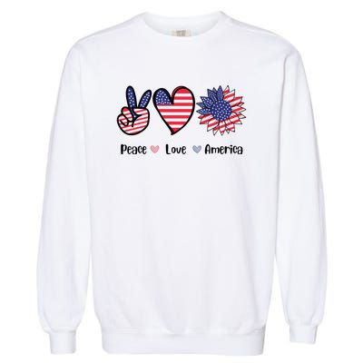 Peace Love America Cute Holiday Garment-Dyed Sweatshirt