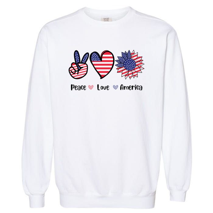 Peace Love America Cute Holiday Garment-Dyed Sweatshirt