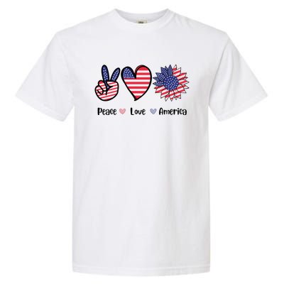 Peace Love America Cute Holiday Garment-Dyed Heavyweight T-Shirt