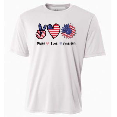 Peace Love America Cute Holiday Cooling Performance Crew T-Shirt