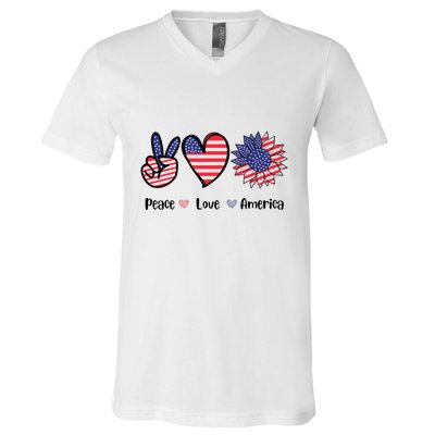 Peace Love America Cute Holiday V-Neck T-Shirt