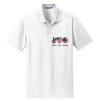 Peace Love America Cute Holiday Dry Zone Grid Polo