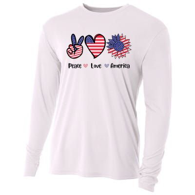 Peace Love America Cute Holiday Cooling Performance Long Sleeve Crew