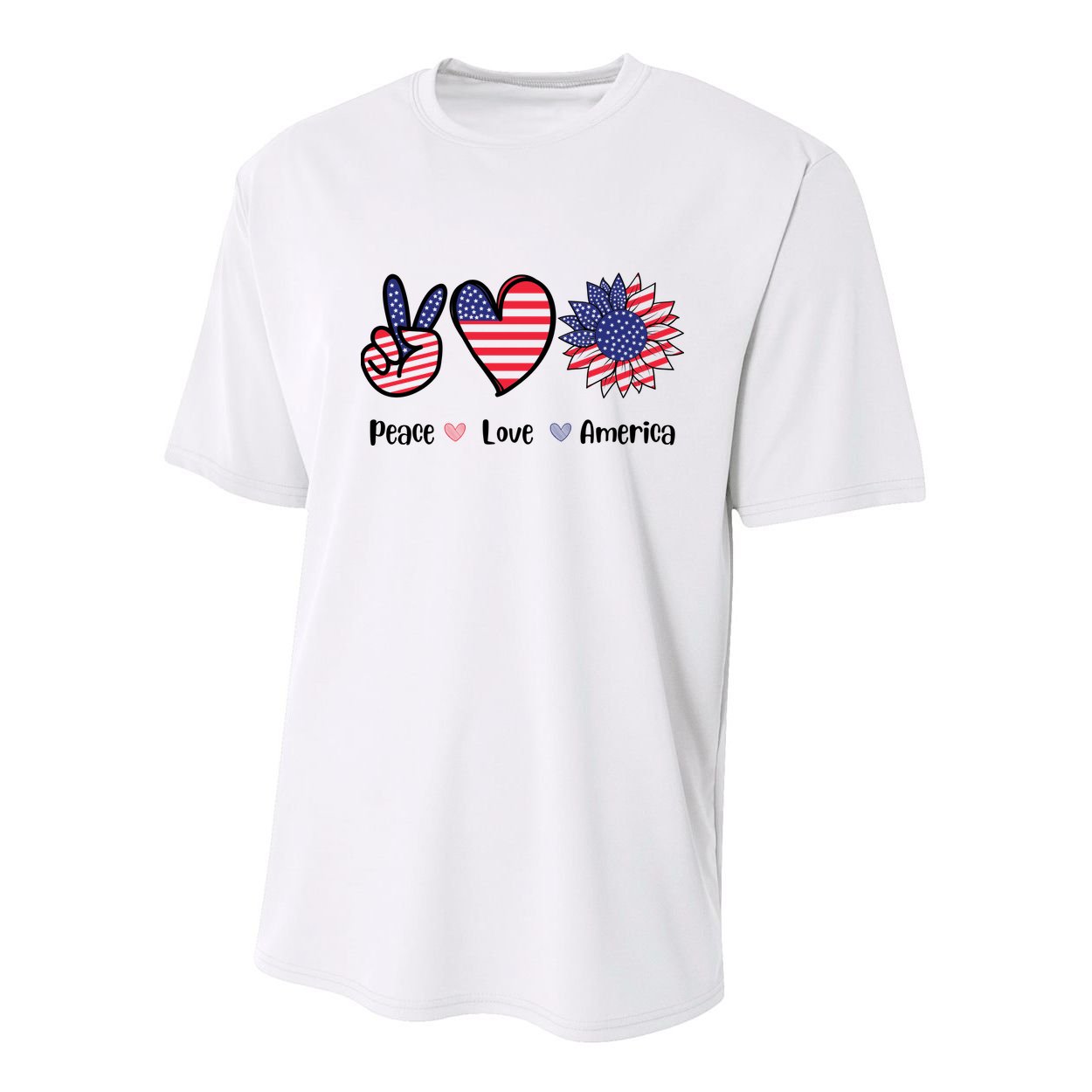 Peace Love America Cute Holiday Youth Performance Sprint T-Shirt