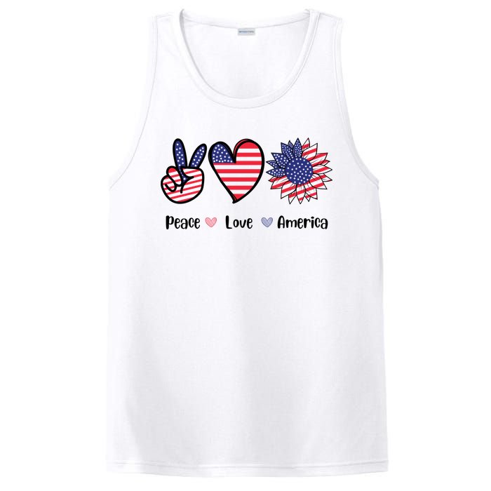 Peace Love America Cute Holiday PosiCharge Competitor Tank