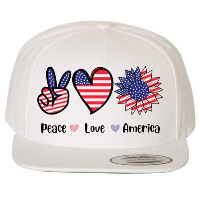Peace Love America Cute Holiday Wool Snapback Cap