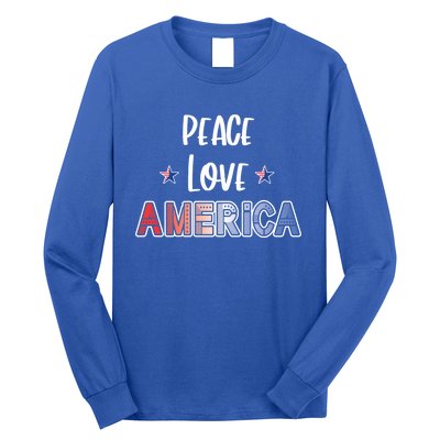 Peace Love America Red White Blue Patriot Gift Long Sleeve Shirt