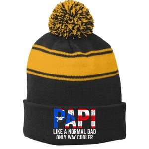 Papi like a normal Dad only cooler Puerto Rican Stripe Pom Pom Beanie