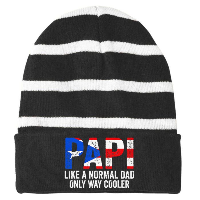 Papi like a normal Dad only cooler Puerto Rican Striped Beanie with Solid Band