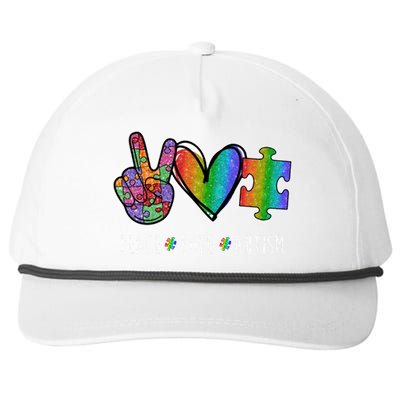 Peace Love Autism Colorful Snapback Five-Panel Rope Hat