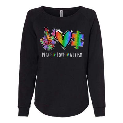 Peace Love Autism Colorful Womens California Wash Sweatshirt