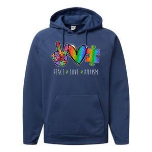 Peace Love Autism Colorful Performance Fleece Hoodie