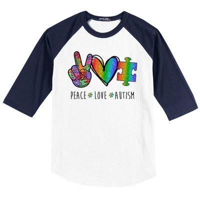 Peace Love Autism Colorful Baseball Sleeve Shirt