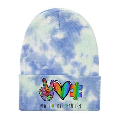 Peace Love Autism Colorful Tie Dye 12in Knit Beanie