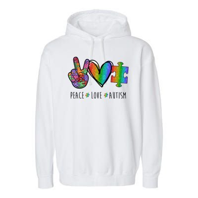 Peace Love Autism Colorful Garment-Dyed Fleece Hoodie