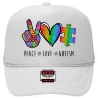 Peace Love Autism Colorful High Crown Mesh Back Trucker Hat