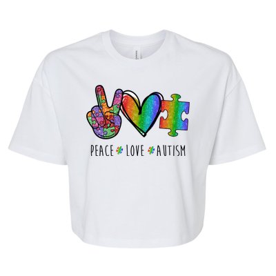 Peace Love Autism Colorful Bella+Canvas Jersey Crop Tee