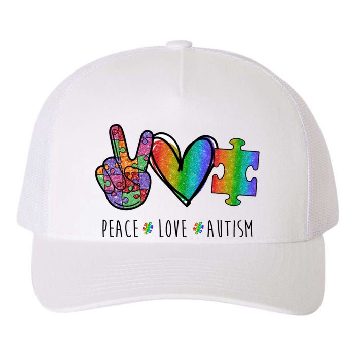 Peace Love Autism Colorful Yupoong Adult 5-Panel Trucker Hat