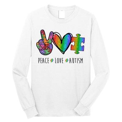 Peace Love Autism Colorful Long Sleeve Shirt