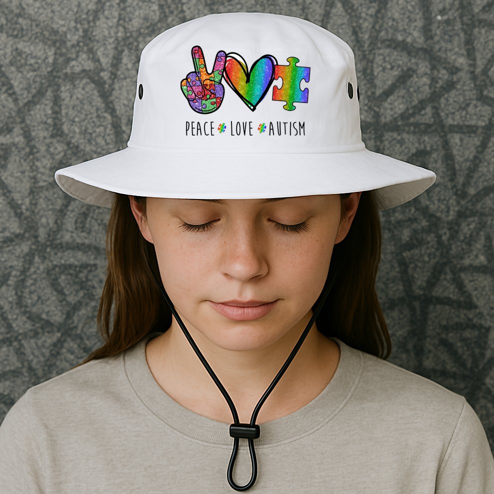 Peace Love Autism Colorful Bucket Hat