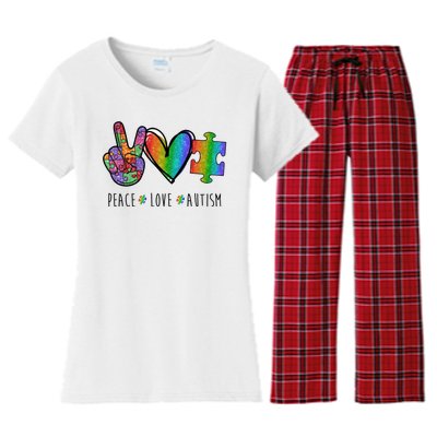 Peace Love Autism Colorful Women's Flannel Pajama Set