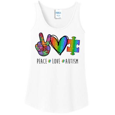 Peace Love Autism Colorful Ladies Essential Tank