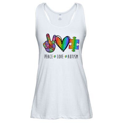 Peace Love Autism Colorful Ladies Essential Flowy Tank