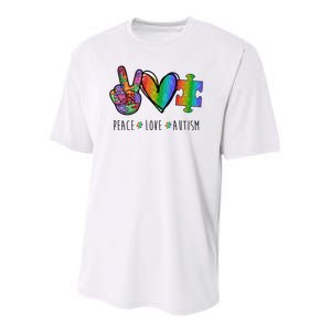 Peace Love Autism Colorful Youth Performance Sprint T-Shirt