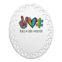 Peace Love Autism Colorful Ceramic Oval Ornament