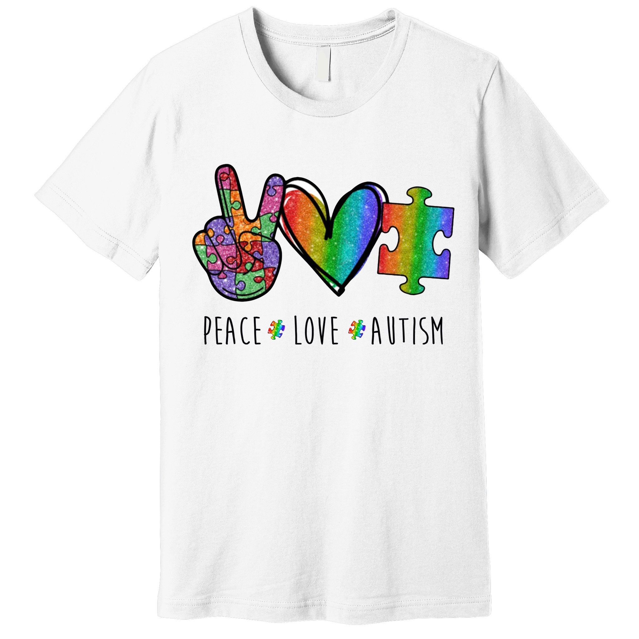 Peace Love Autism Colorful Premium T-Shirt
