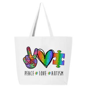 Peace Love Autism Colorful 25L Jumbo Tote