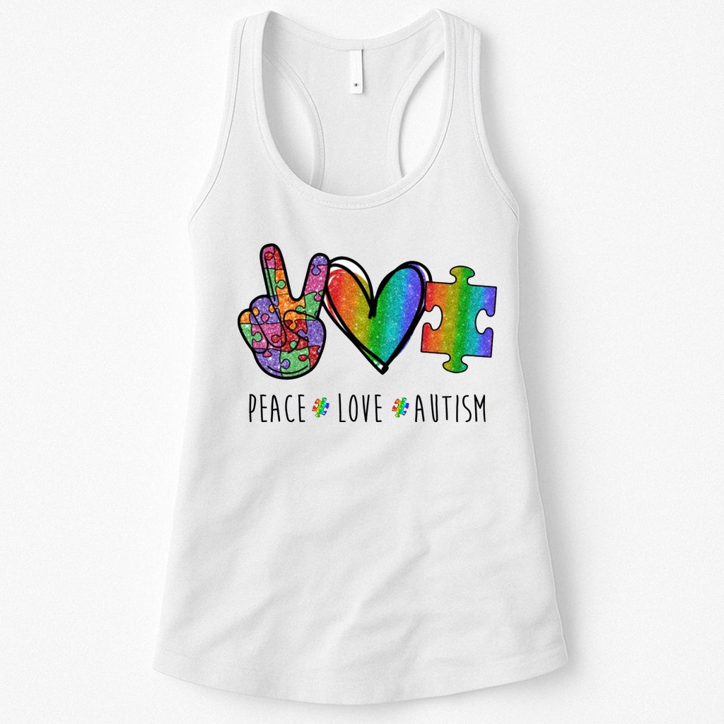 Peace Love Autism Colorful Womens Tank Top