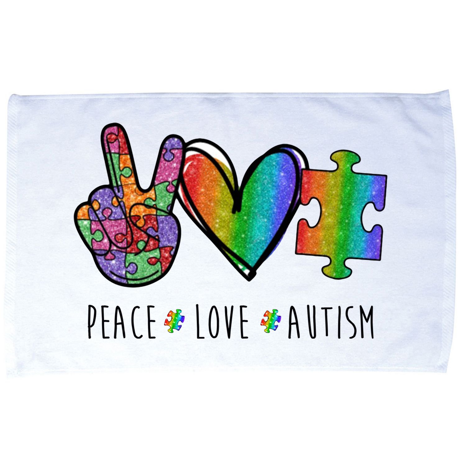 Peace Love Autism Colorful Microfiber Hand Towel