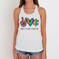 Peace Love Autism Colorful Women's Knotted Racerback Tank