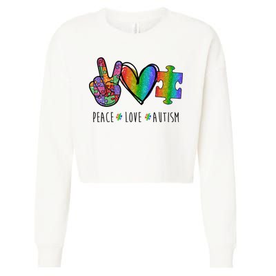 Peace Love Autism Colorful Cropped Pullover Crew