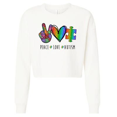 Peace Love Autism Colorful Cropped Pullover Crew