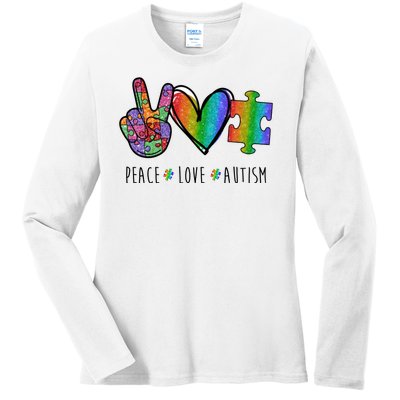 Peace Love Autism Colorful Ladies Long Sleeve Shirt